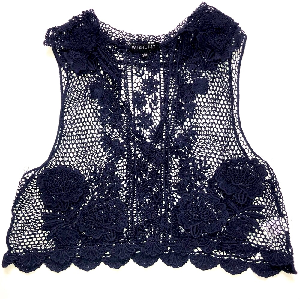 Wishlist Crocheted Navy Crop Top
